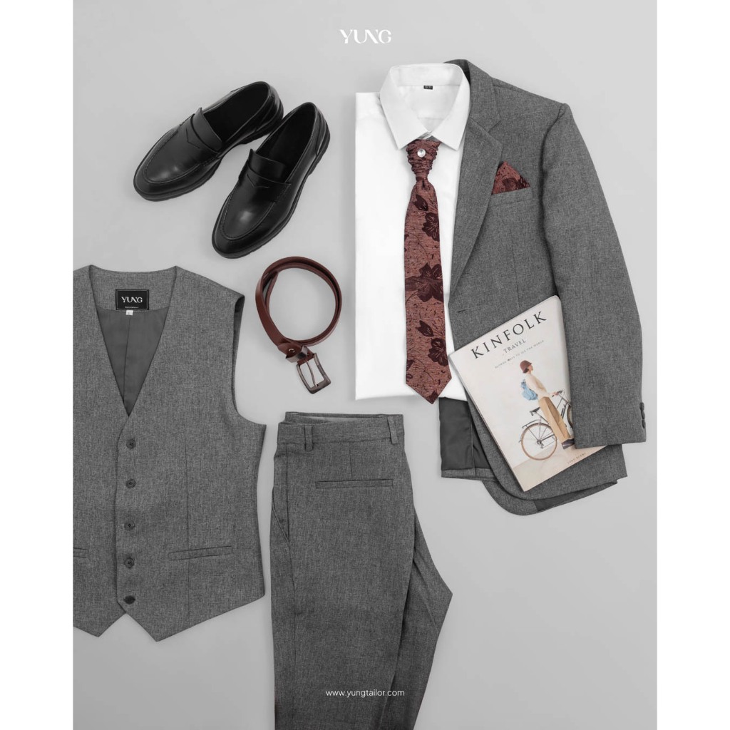 Full Set Jas Pria Semiwool Stretch Doff (Jas + Celana + Rompi + Dasi + Cover) - YUNG