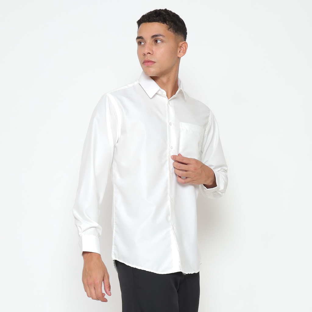 Kemeja Pria Polos Lengan Panjang Bahan superfine cotton - YUNG