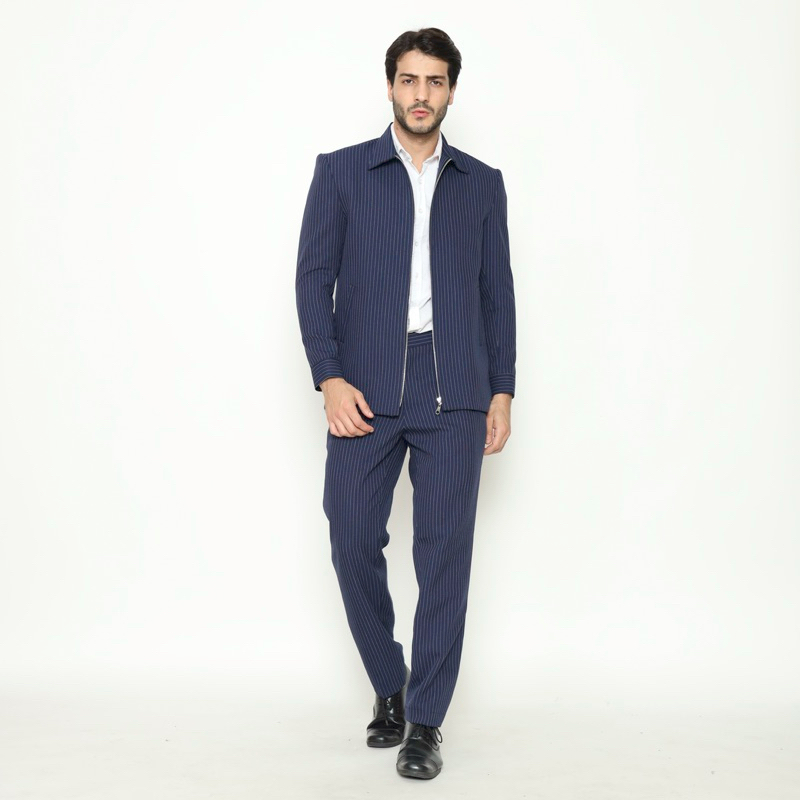 YUNG Setelan Jasket Wool Stripe