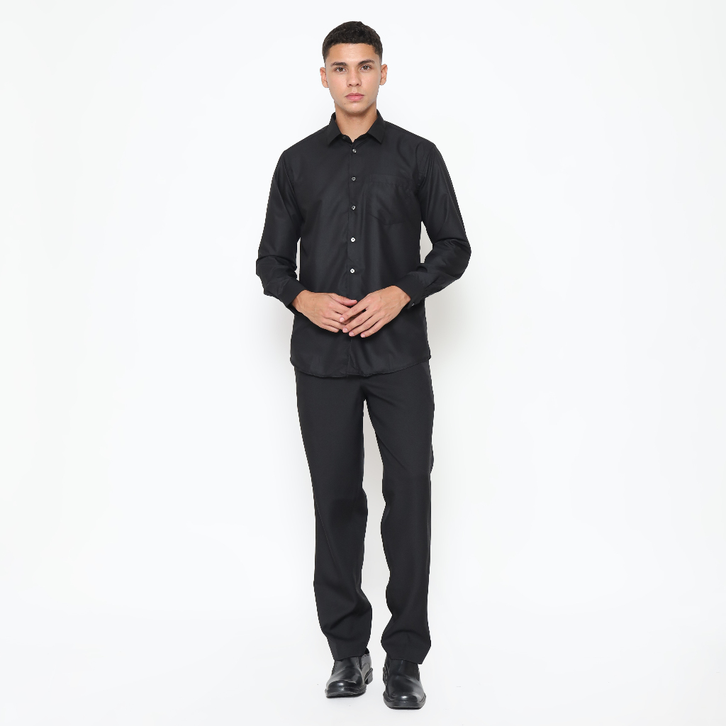 Kemeja Pria Polos Lengan Panjang Bahan superfine cotton - YUNG