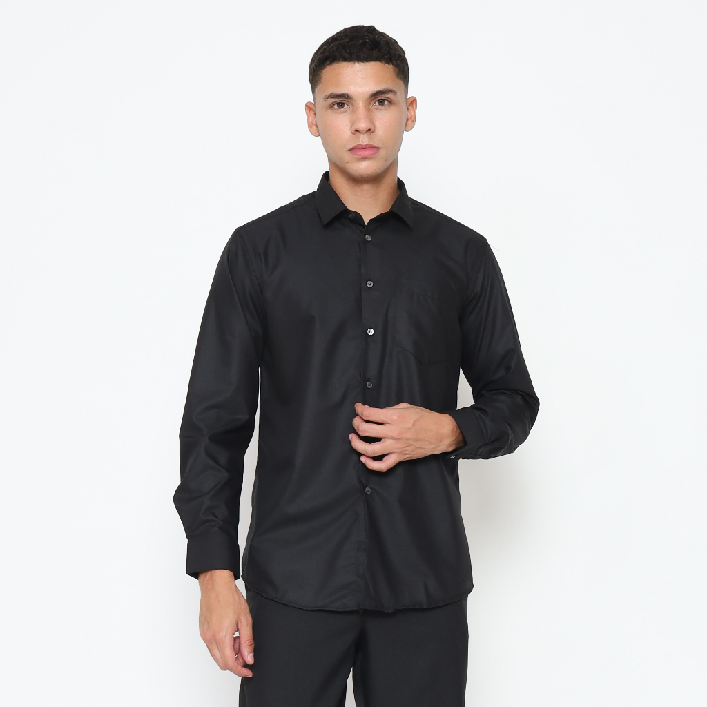 Kemeja Pria Polos Lengan Panjang Bahan superfine cotton - YUNG