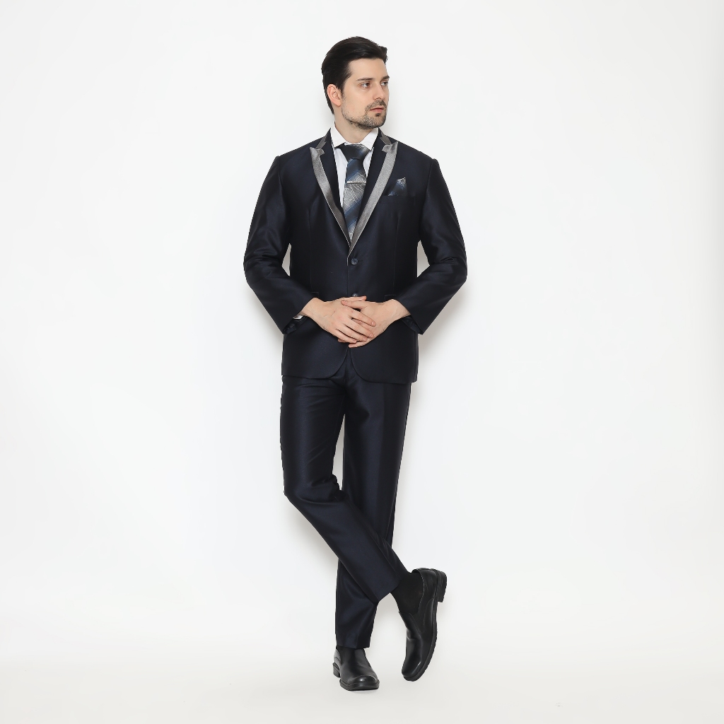 Setelan Jas Semi Wool Luxury Fold Jas Pengantin Formal Slimfit - YUNG
