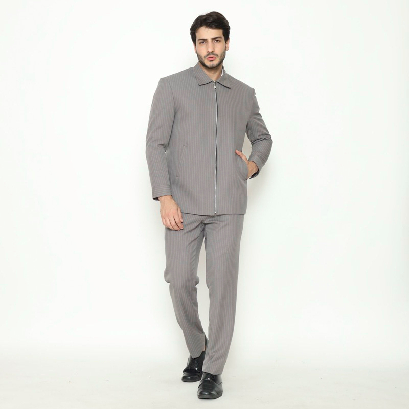 YUNG Setelan Jasket Wool Stripe