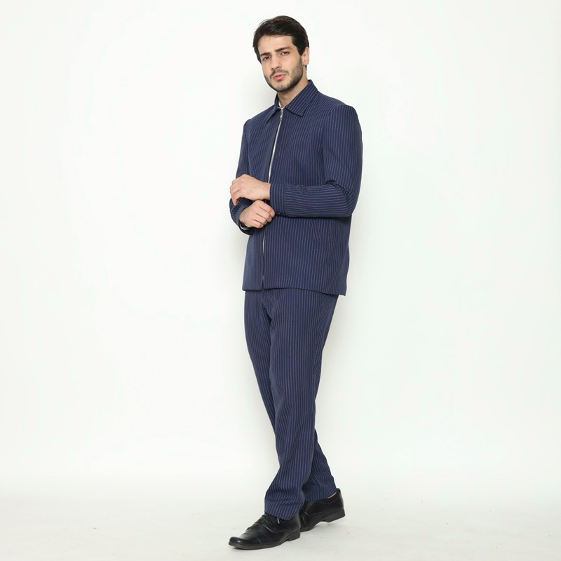YUNG Setelan Jasket Wool Stripe