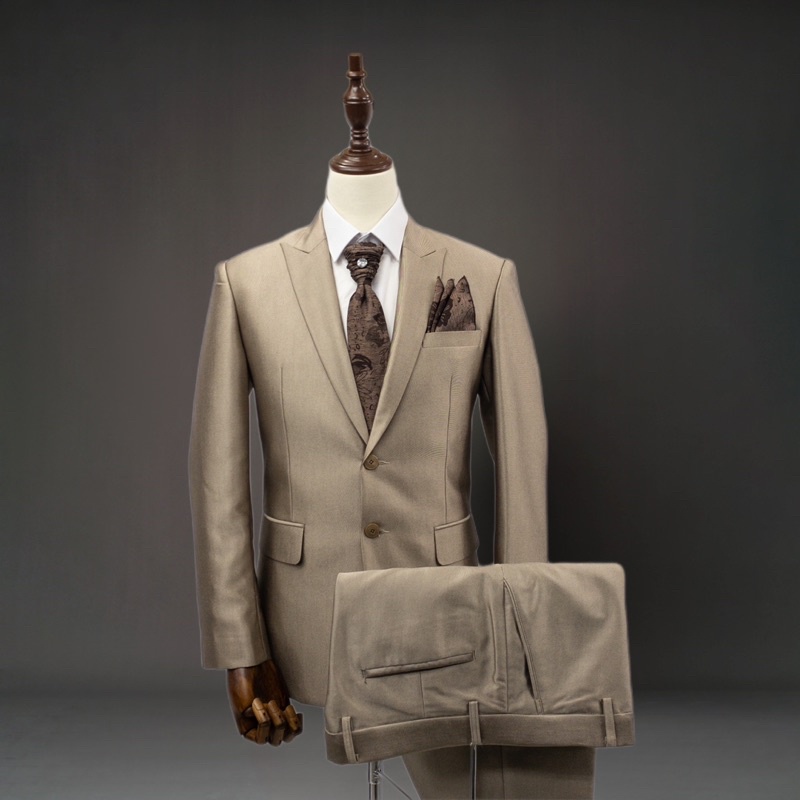Jas Pria Pengantin Formal Setelan Polos Semi Wool - YUNG