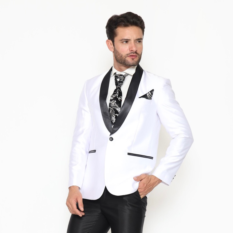 Jas Pria Pengantin Formal Setelan Polos Semi Wool - YUNG