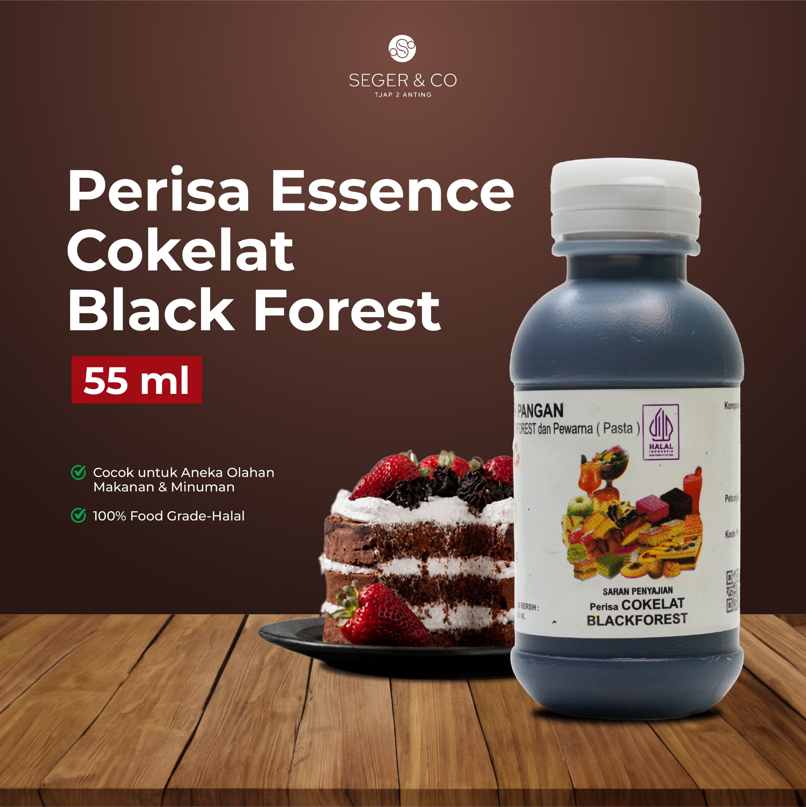 Seger & Co Cokelat Black Forest Essence Pasta Perisa Makanan 55ml | Bahan Tambahan Pangan Makanan & Minuman Halal Food Grade