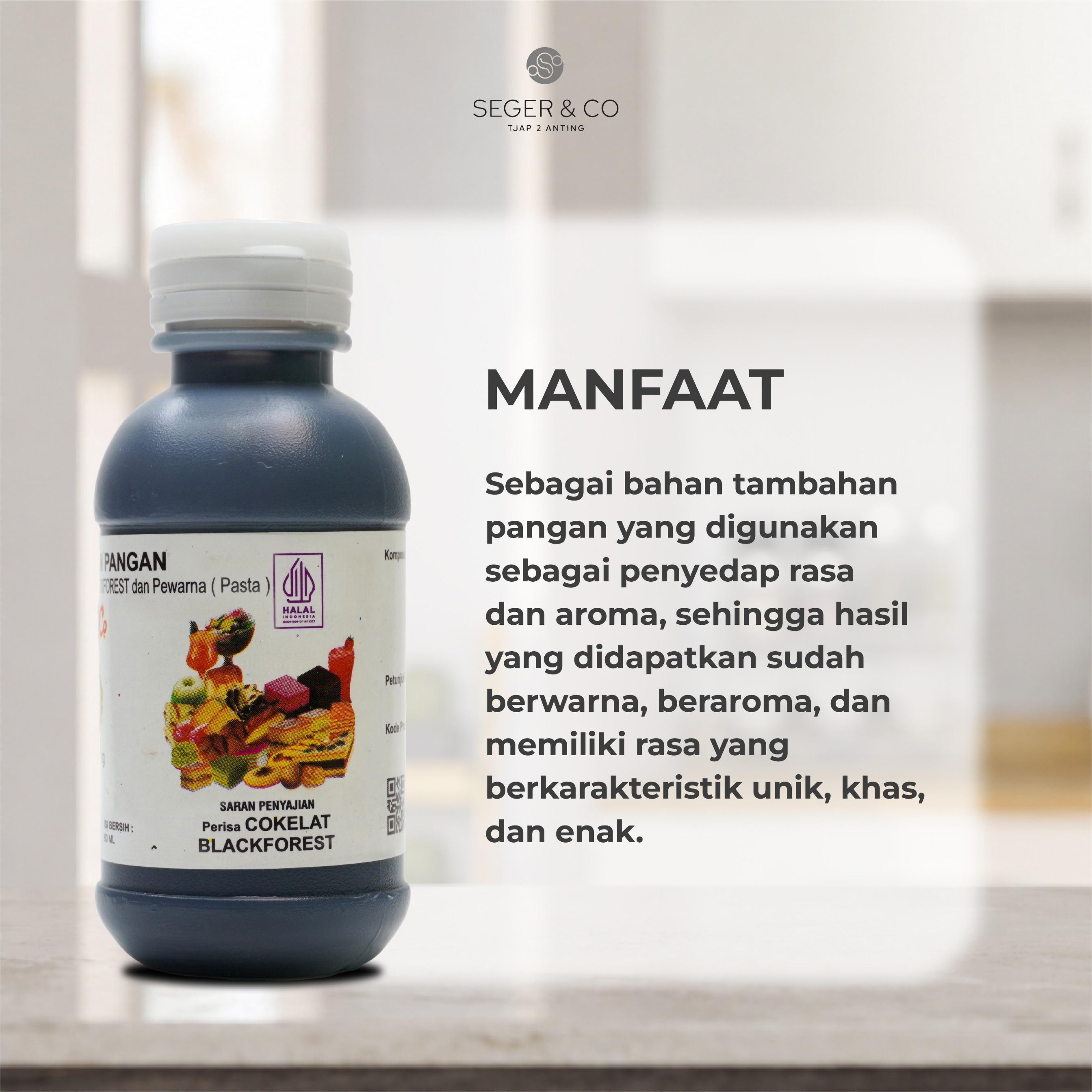 Seger & Co Cokelat Black Forest Essence Pasta Perisa Makanan 55ml | Bahan Tambahan Pangan Makanan & Minuman Halal Food Grade