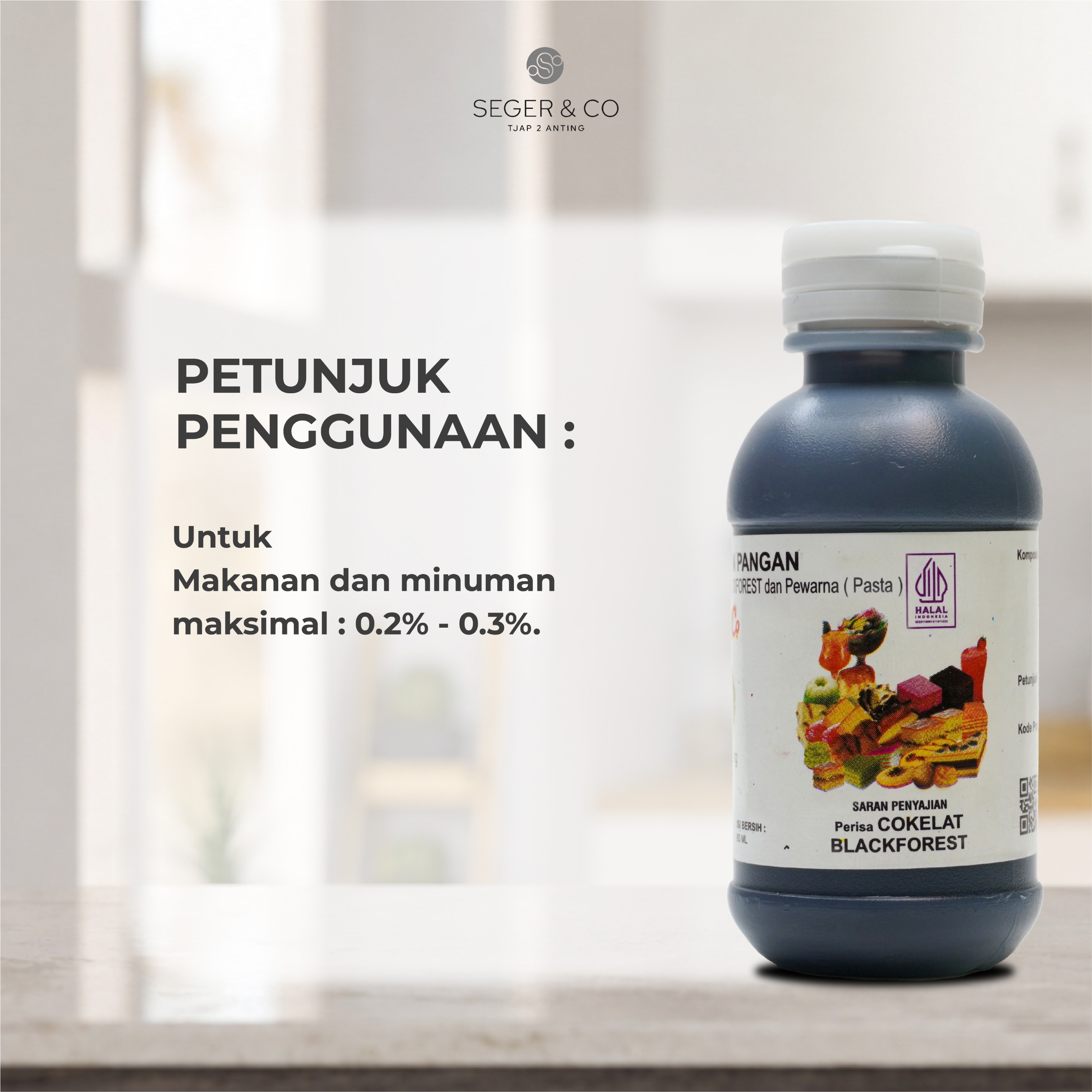 Seger & Co Cokelat Black Forest Essence Pasta Perisa Makanan 55ml | Bahan Tambahan Pangan Makanan & Minuman Halal Food Grade