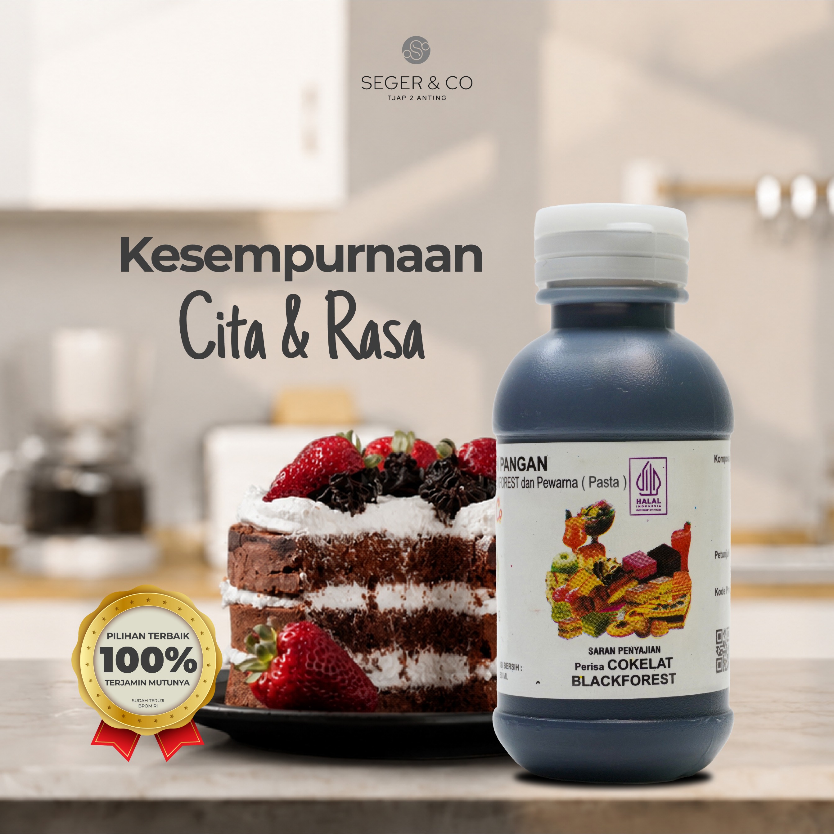 Seger & Co Cokelat Black Forest Essence Pasta Perisa Makanan 55ml | Bahan Tambahan Pangan Makanan & Minuman Halal Food Grade