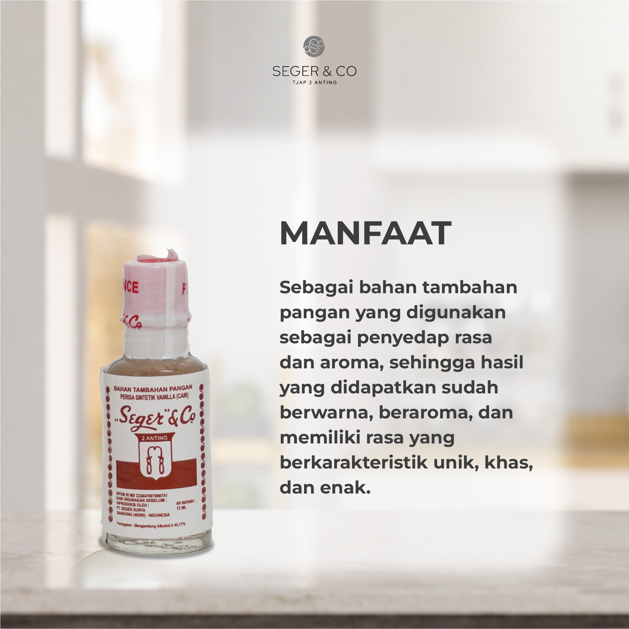 Seger & Co Vanila Cair Essence Pasta Perisa Makanan 12ml Food Flavors Bahan Tambahan pangan