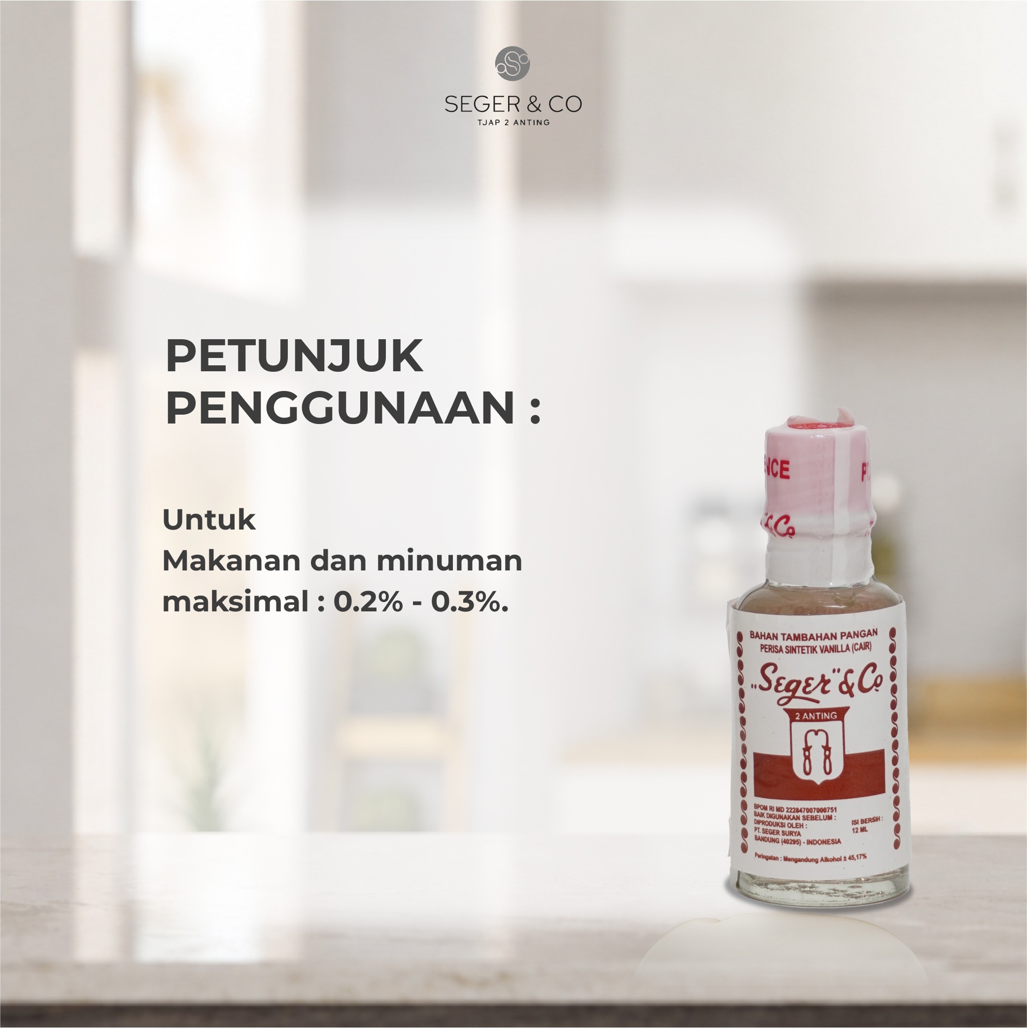 Seger & Co Vanila Cair Essence Pasta Perisa Makanan 12ml Food Flavors Bahan Tambahan pangan