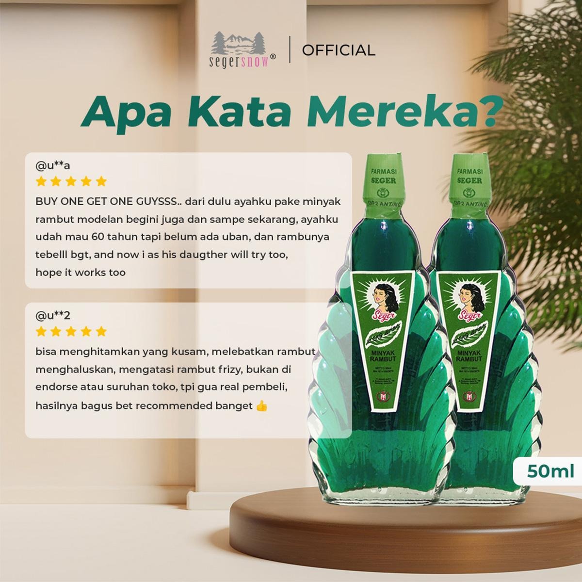 (BELI 1 GRATIS 1) Seger Minyak Urang Aring Kerang Besar 50ml