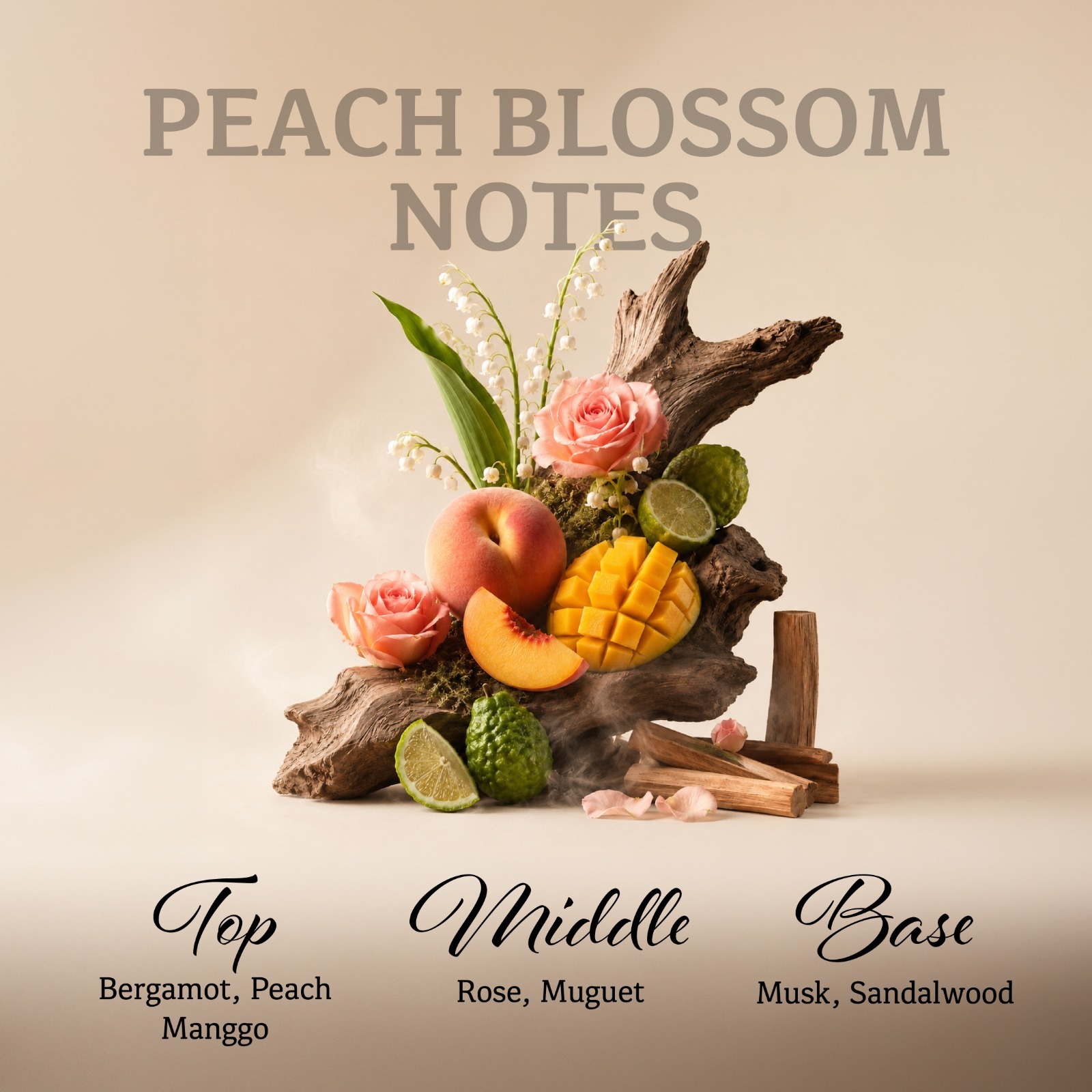 Vusse by Seger Snow Peach Blossom Eau De Parfum | Parfum Fruity Floral Tahan Lama Fresh Ringan Nyaman Digunakan Sehari-hari dengan Aroma Jasmine Ylang-Ylang Orange Blossom Rose Musk Sandalwood Vanilla - Elegan