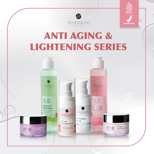 Image of Seger & Co Paket Komplit Perawatan Wajah Anti Aging + Lightening Cream + Facial Wash + 2 Serum