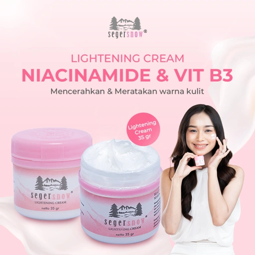Image of Seger Snow Lightening Cream Pot 35gr With Niacinamide Vitamin B3 | Mencerahkan Meratakan Warna Kulit dan Menghilangkan Kulit Kusam