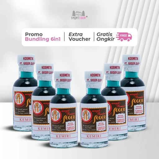 Image of Seger Bundle 6in1 | Minyak Kemiri 30ml 6pcs Minyak Rambut Hair Oil | Mencegah Rambut Rusak & Ketombe | Membantu Rambut Sehat & Kuat Halal BPOM