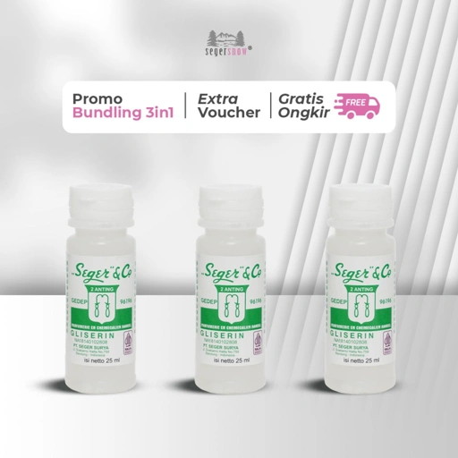 Image of Seger & Co Bundle 3in1 | Gliserin 25ml 3pcs Pelembab Kulit Skin Treatment Untuk Kulit Kering dan Kaki Pecah | Melembabkan Kulit dan Bibir Halal BPOM