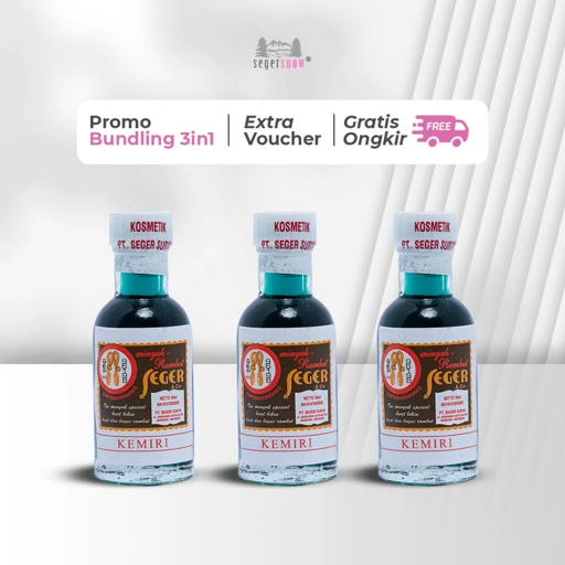Image of Seger Bundle 3in1 | Minyak Kemiri 30ml 3pcs Minyak Rambut Hair Oil | Mencegah Rambut Rusak & Ketombe | Membantu Rambut Sehat & Kuat Halal BPOM