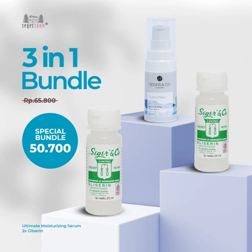Image of Seger Snow Bundle 3in1 | Moistuiring Serum 15ml + Gliserin 25ml 2pcs | Melembabkan Wajah & Kulit Kering