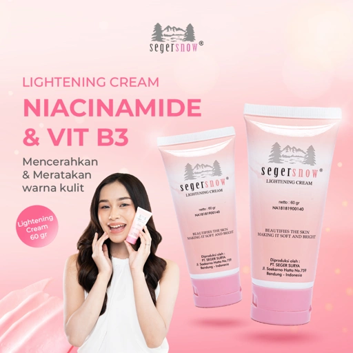 Image of Seger Snow Lightening Cream Tube 60gr With Vitamin B3 Melembabkan dan Mencerahkan Kulit Menyamarkan Noda dan Bintik Hitam Halal BPOM