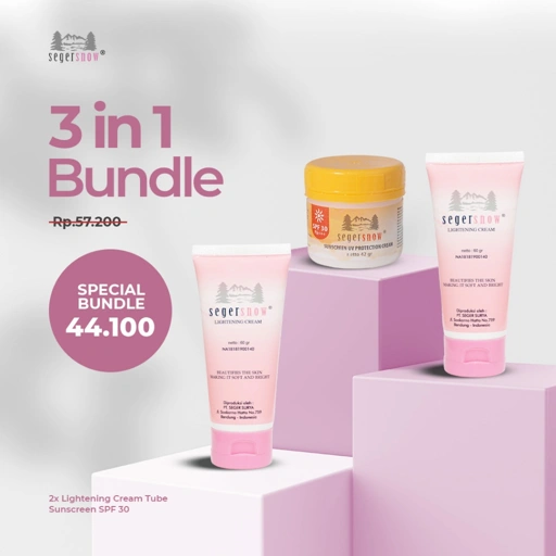 Image of Seger Snow Bundle 3in1 – 2pcs Lightening Cream Tube 60gr & Suncreen UV Protection SPF30+++ 42gr