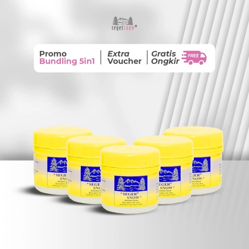 Image of Seger Snow Bundle 5in1 Vanishing Cream Botol Besar 35gr 5Pcs | Mengandung Gliserin Melembabkan Kulit Meratakan Warna Kulit & Menyamarkan Noda Hitam Halal BPOM
