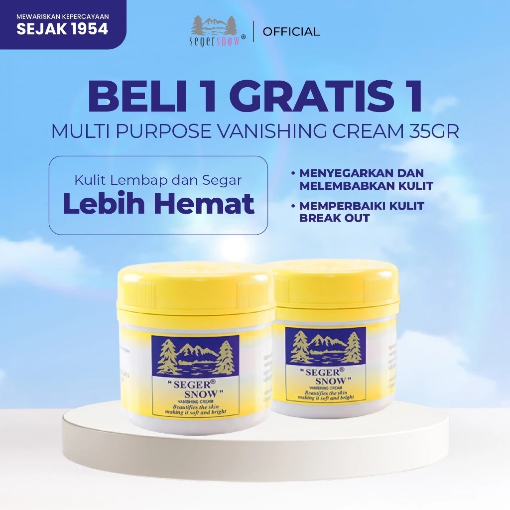 (BELI 1 GRATIS 1) Seger Snow Vanishing Cream Botol Besar 35gr