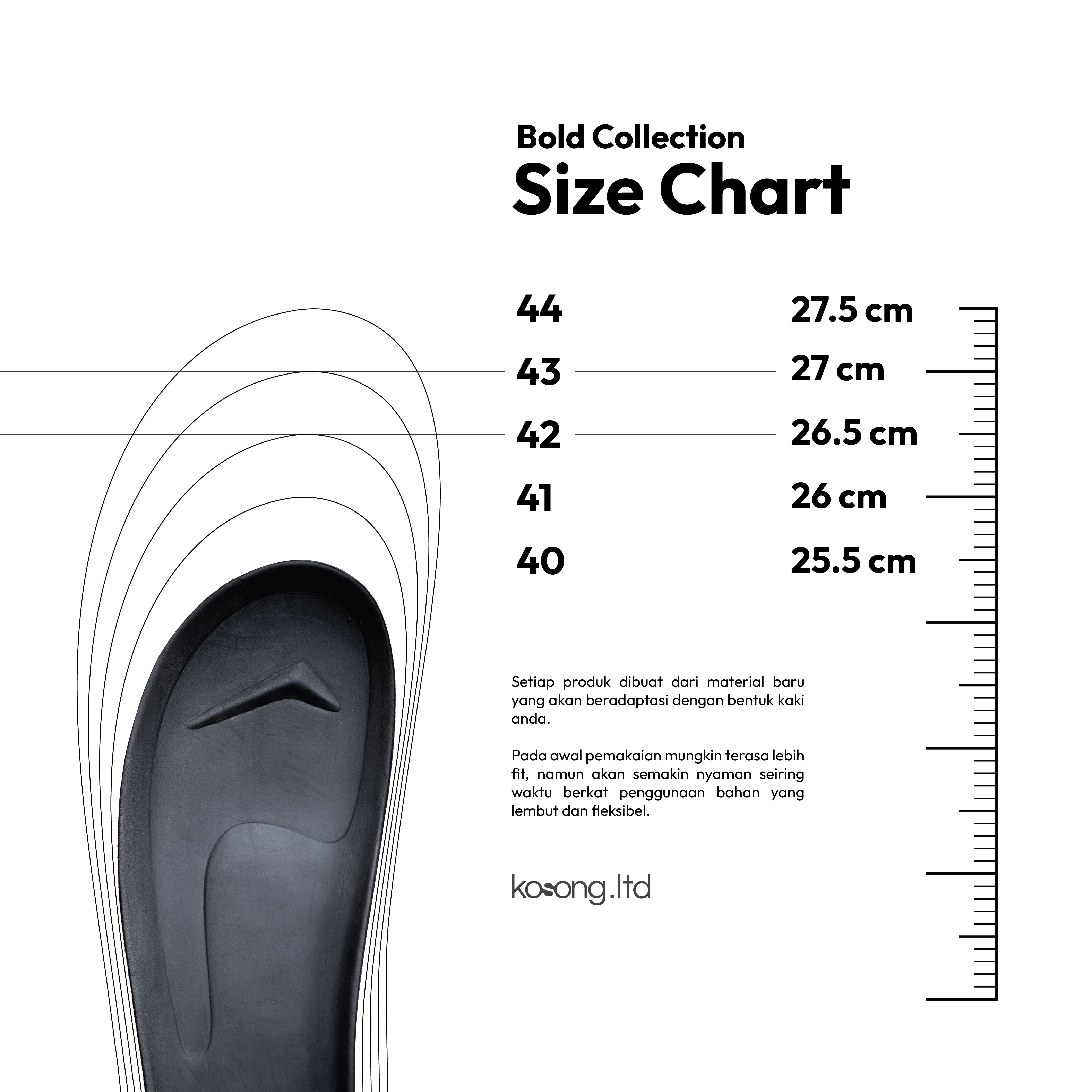 Kosong.Ltd Sandal Selop Pria - Wanita Ease Bold - Black Grey Black