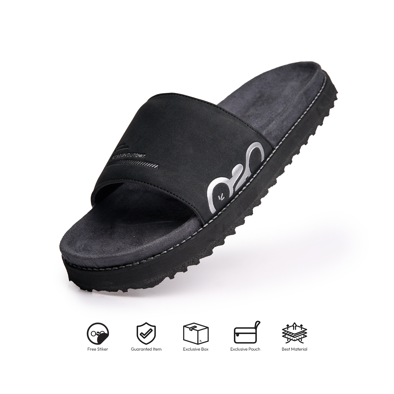 Kosong.Ltd Sandal Selop Pria - Wanita Ease Bold - Black Grey Black