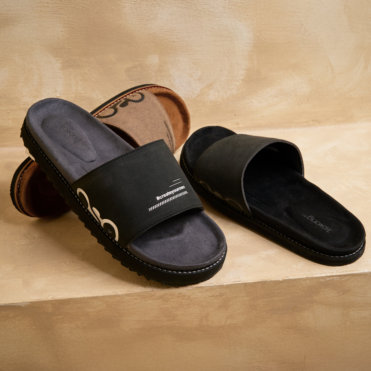 Kosong.Ltd Sandal Selop Pria - Wanita Ease Bold - Black