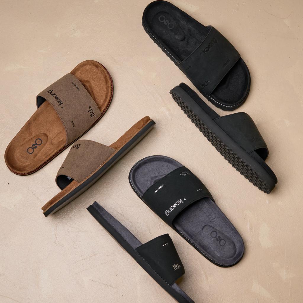 Kosong.Ltd Sandal Selop Pria-Wanita Luxe Bold - Black Grey Black