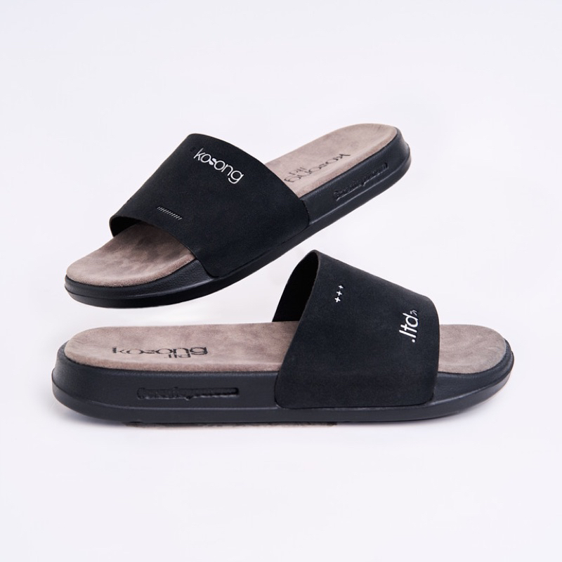 Kosong.Ltd Sandal Pria Wanita LUXE Suede - Black Grey Black