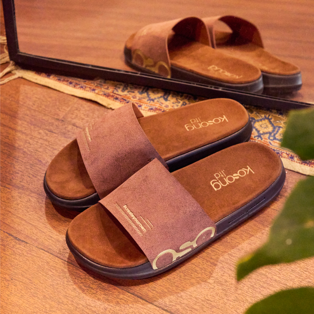 Kosong.Ltd Sandal Pria Wanita Ease Suede - Oat Tan Black