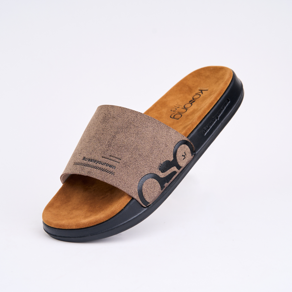 Kosong.Ltd Sandal Pria Wanita Ease Suede - Oat Tan Black