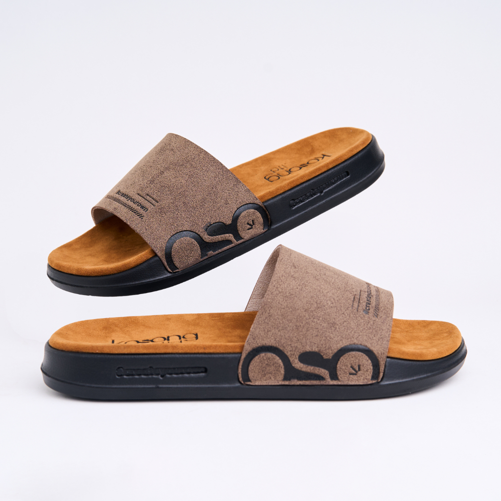 Kosong.Ltd Sandal Pria Wanita Ease Suede - Oat Tan Black