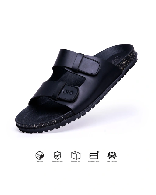 Kosong.Ltd Sandal Selop Pria - Wanita Origin - Black Slide Premium Leather/ Elegant/ Casual