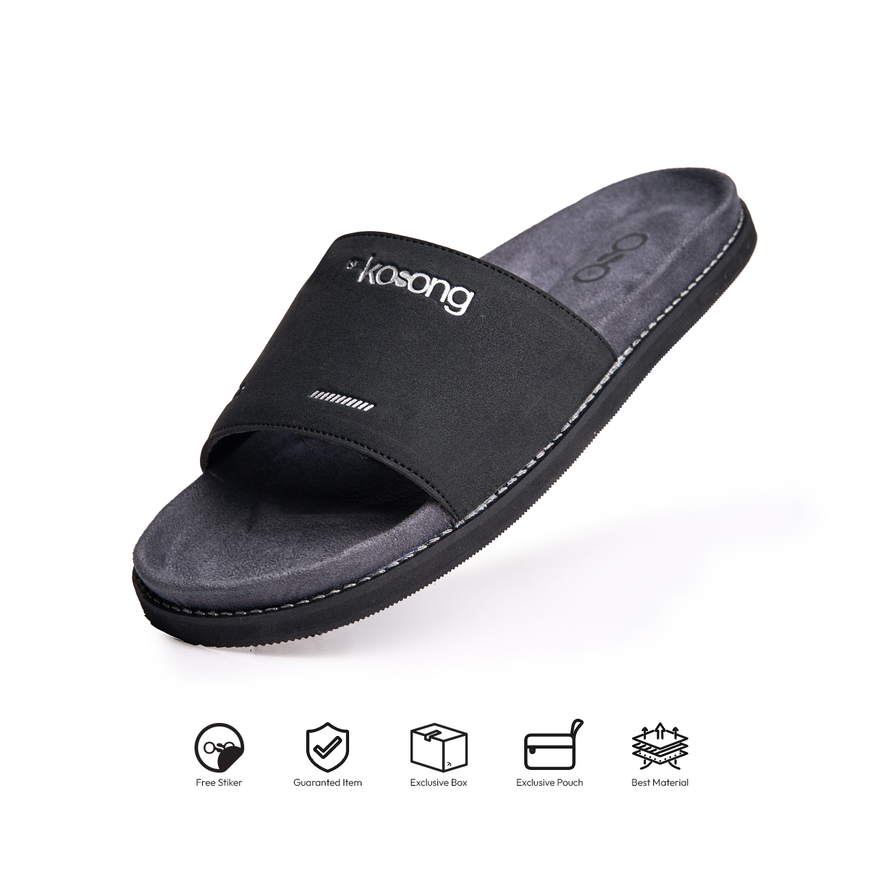 Kosong.Ltd Sandal Selop Pria-Wanita Luxe Bold - Black Grey Black