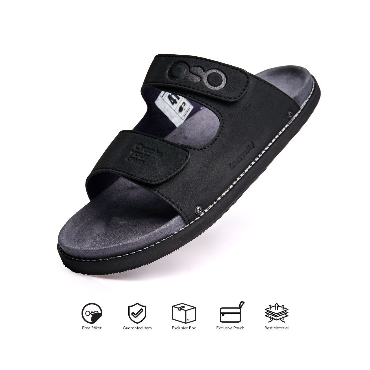 Kosong.Ltd Sandal Selop Pria - Wanita Nova Bold - Black Grey Black