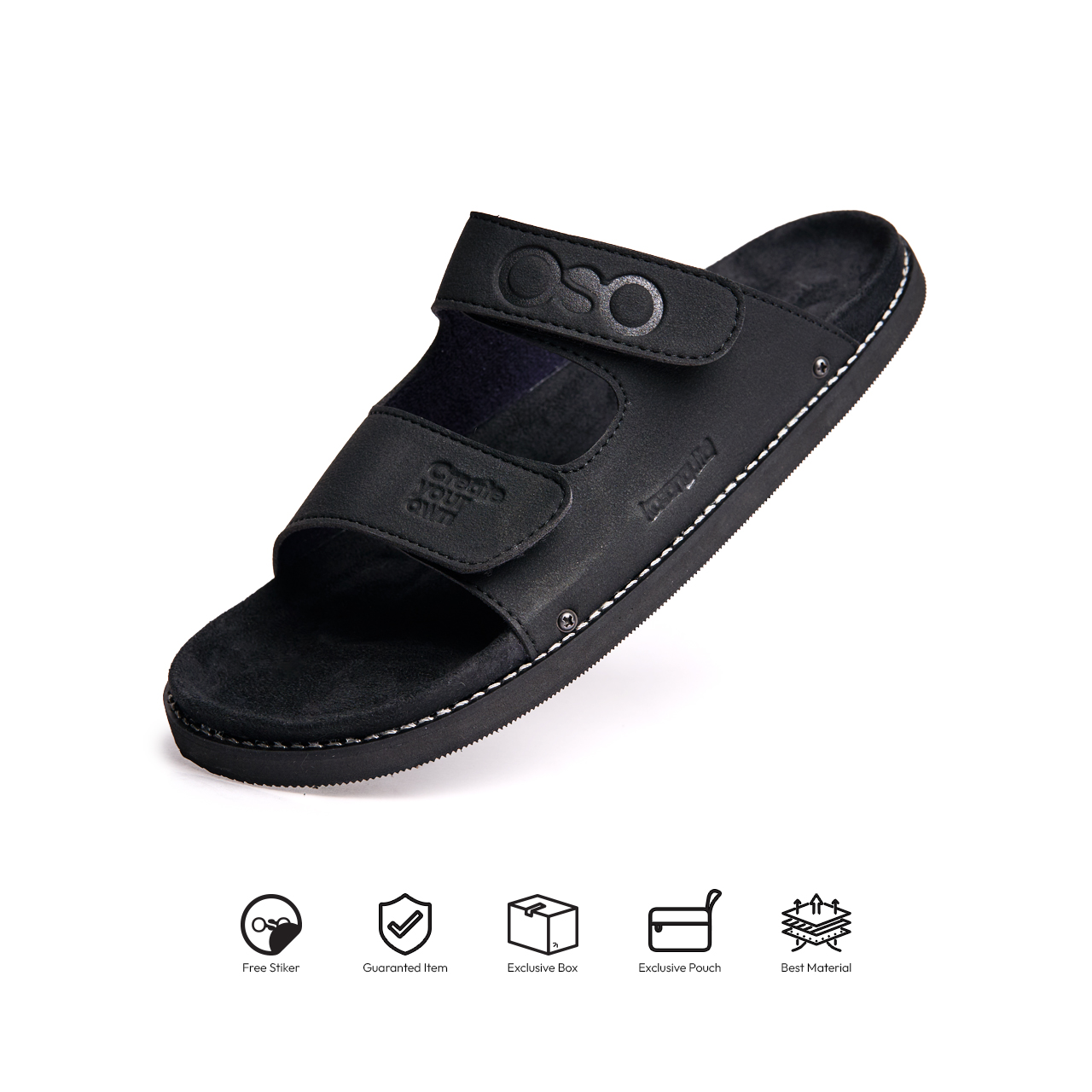 Kosong.Ltd Sandal Selop Pria - Wanita Nova Bold - Full Black