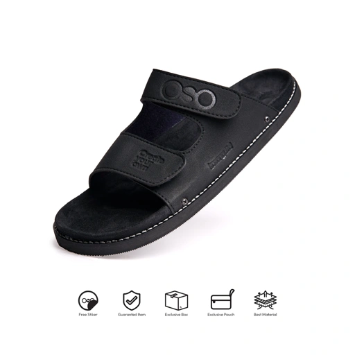 Image of Kosong.Ltd Sandal Selop Pria - Wanita Nova Bold - Full Black