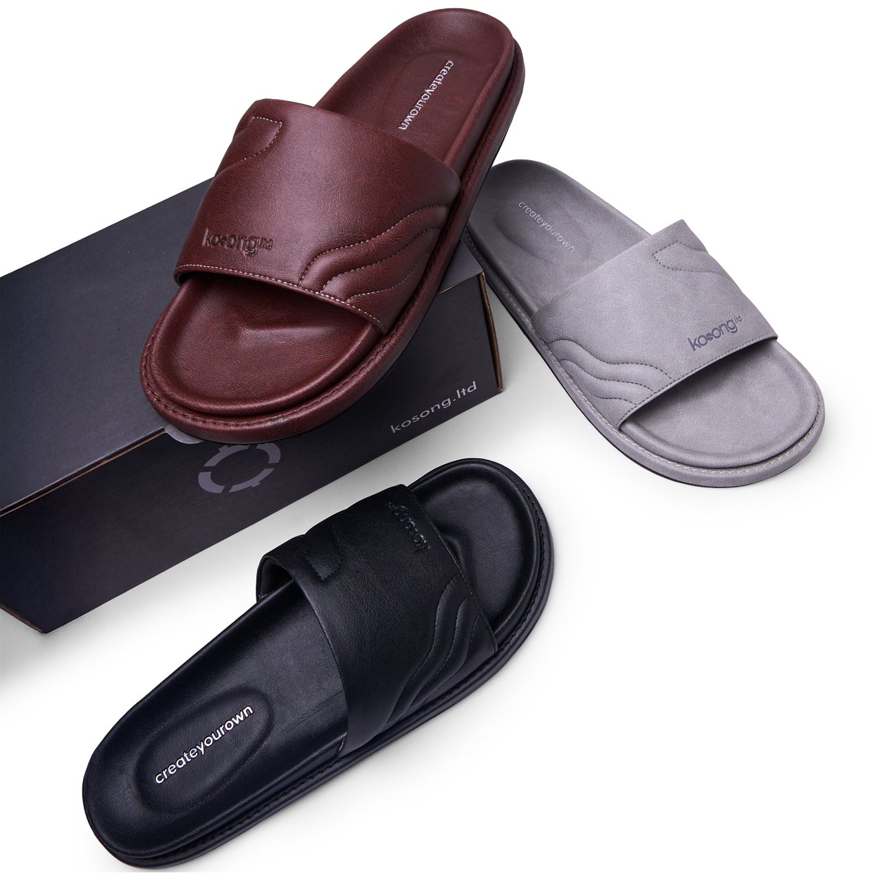 Kosong.Ltd Sandal Selop Pria / Wanita Eden - Burgundy