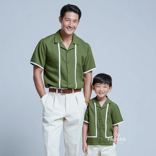 Image of Greece Shirt Couple Ayah Dan Anak Army Green
