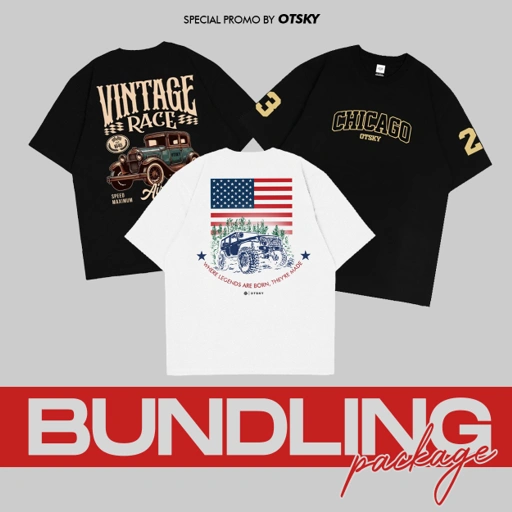 Image of (BUY 1 GET 3) Special Bundling Otsky Kaos Sablon Best Seller Cotton 24s