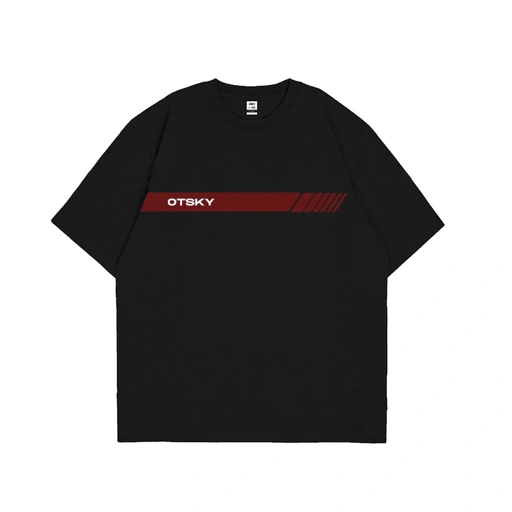 Image of Otsky Kaos Pria Stripe Font Red Katun 24s