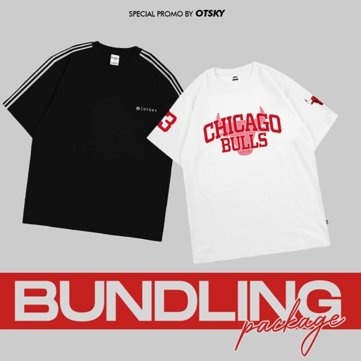 Image of Paket Special Bundling (Buy 1 Get 2 ) Otsky Kaos Pria Two Strip Black dan Chicago Bulls