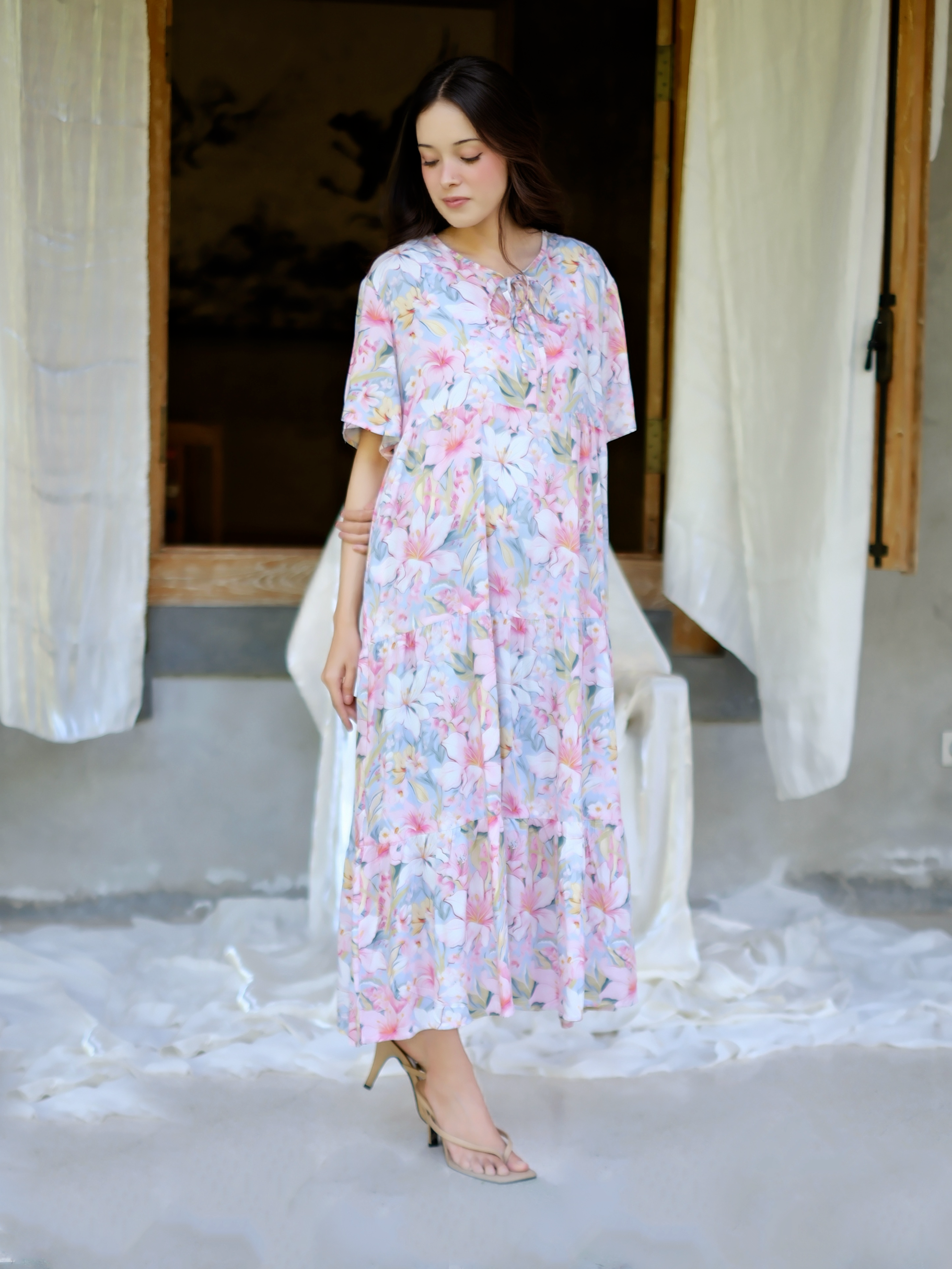 MOANA │ Daster Rayon Panjang Ruffle Dress