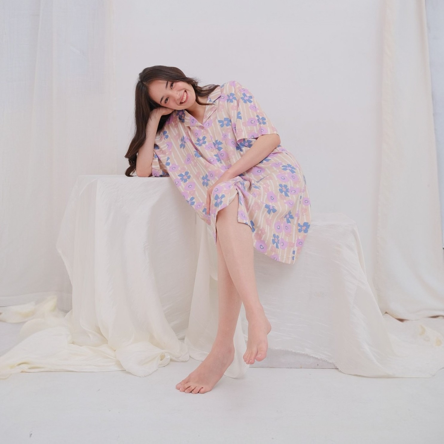 MOLLY │ Dress Daster Kancing Rayon Pendek