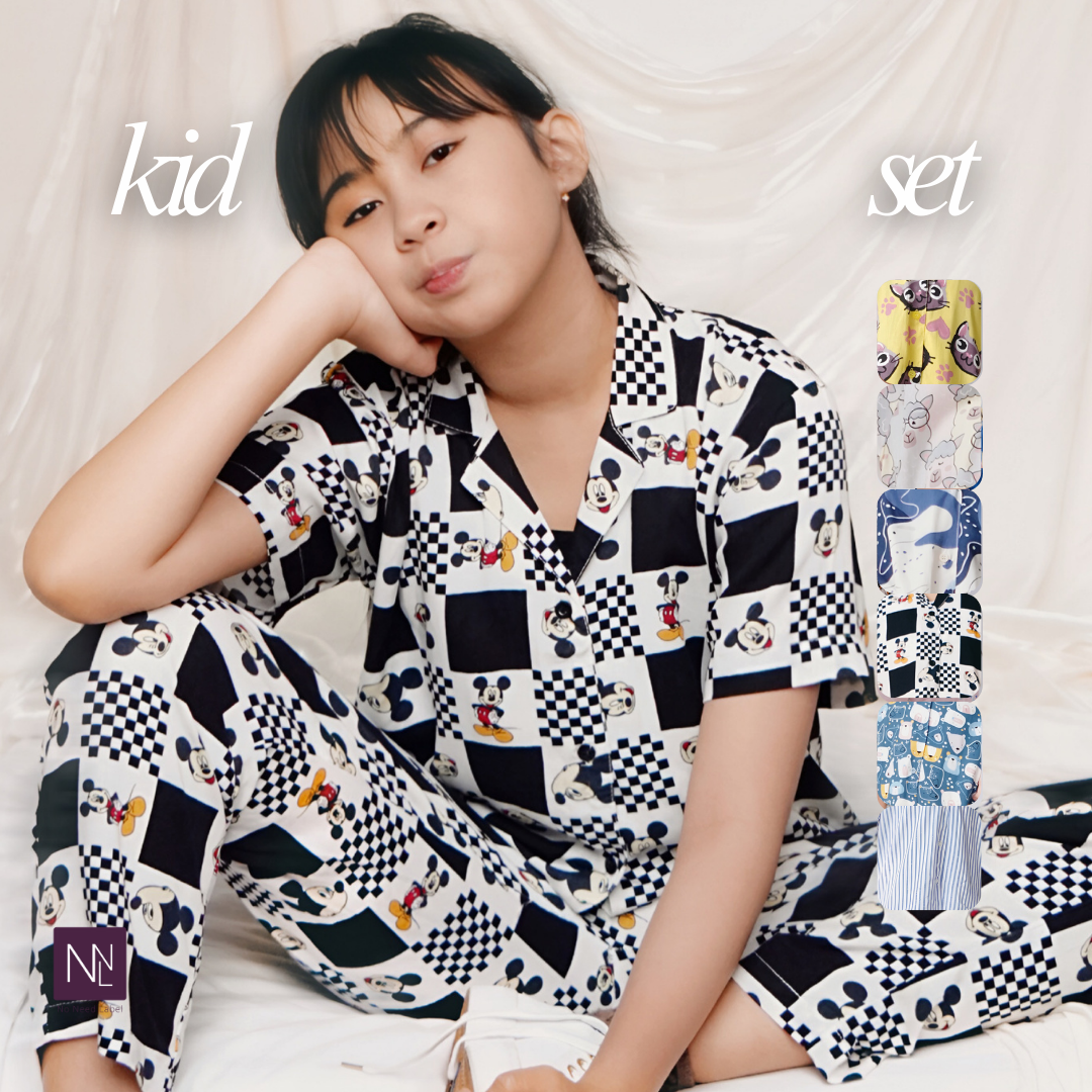 RACHEL KIDS │ One Set Piyama Baju Tidur Anak Rayon Celana Panjang