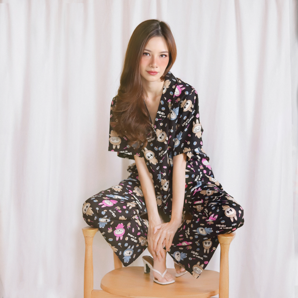 RACHEL │ One Set Setelan Piyama Atasan dan Celana Panjang